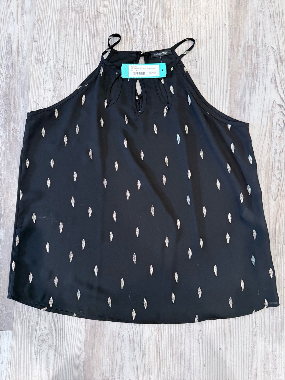 Papermoon Black Halter Tank with Metallic Diamond Motif